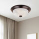 Decorative 3 Light 15 inch Oil Rubbed Bronze Flushmount Ceiling Light in White Alabaster, Large